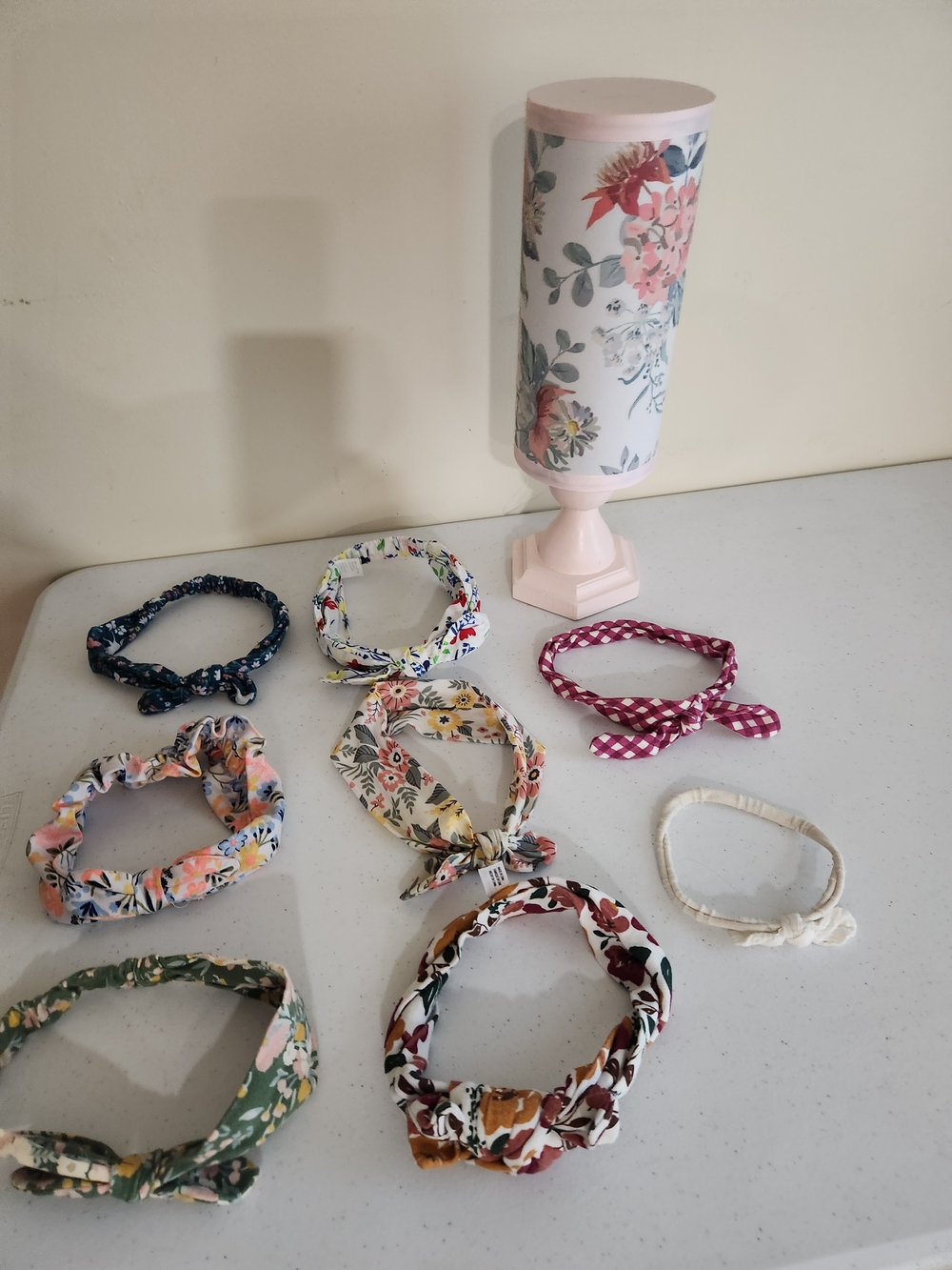 Kids Floral & Patterned Hair Tie Set - Assorted Colors With Head Band Stand